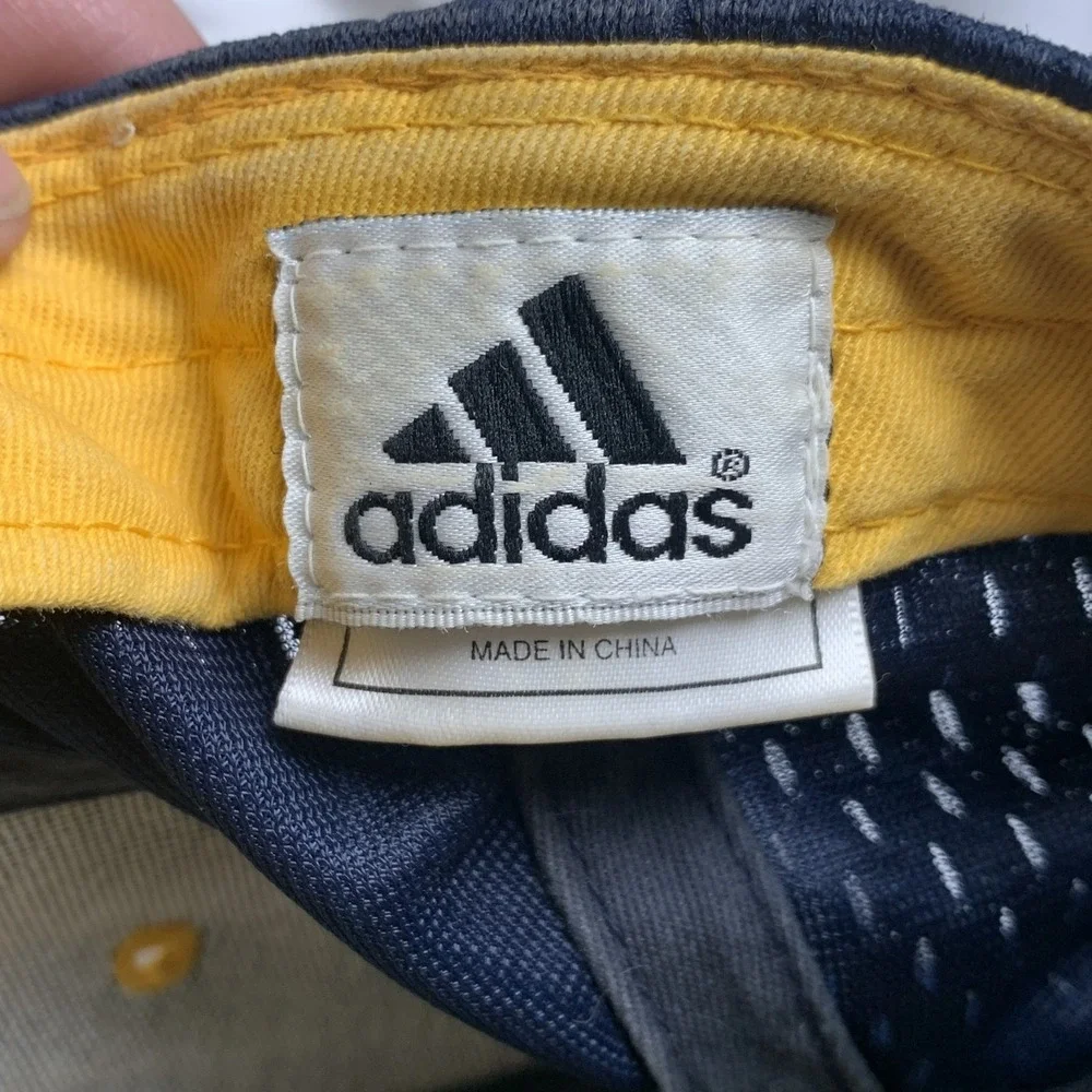 Adidas Navy Blue Yellow Embroidered Logo Mesh Baseball Cap Hat Adjustable